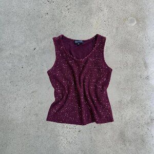 Burgundy knit sequin top